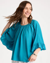 Chico's Discount Lagoon Blue Georgette Swing Blouse