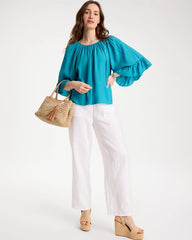 Chico's Discount Lagoon Blue Georgette Swing Blouse