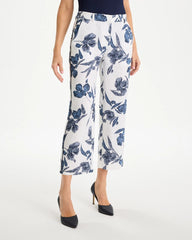 Chico's Online Passport Blue Piped Linen Fly Front Pants