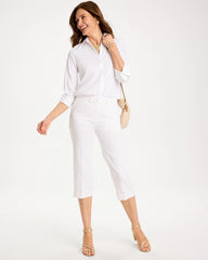 Chico's Discount Alabaster Emme Sateen Straight Capri Pants