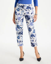 Chico's Sale Alabaster Printed Relaxed Boyfriend Chino Fray Crop Pants