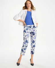Chico's Sale Alabaster Printed Relaxed Boyfriend Chino Fray Crop Pants