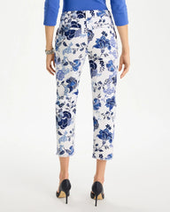 Chico's Sale Alabaster Printed Relaxed Boyfriend Chino Fray Crop Pants