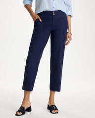 Chico's Outlet Passport Blue Relaxed Linen Crop Pant