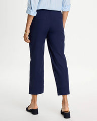 Chico's Outlet Passport Blue Relaxed Linen Crop Pant