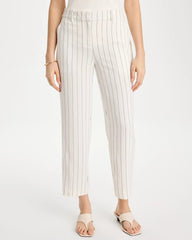 Chico's Online Ecru Striped Linen Wide-Leg Ankle Pants