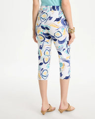 Chico's Sale Passport Blue Brigitte™ Slim Handpainted Pull-On Capri