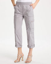 Chico's Online Titanium Poplin Cropped Roll Tab Pants