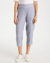 Chico's Discount Blue Zenergy® Striped Gauze Cropped Pants