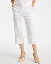 Chico's Outlet Alabaster Sandstone Striped Emme Sateen Straight Capri Pants