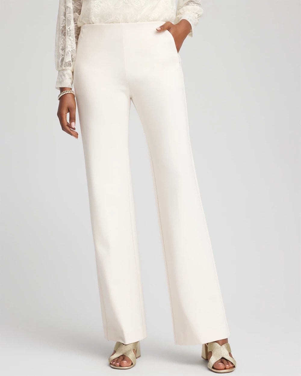 Chico's Sale English Cream Juliet Wide Full Length Pant