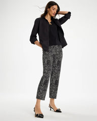 Chico's On Sale Black Emme Fly Front Straight Printed Crop Pants
