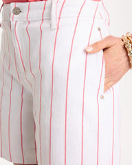 Chico's Online Calypso Coral Striped Rivet Denim Trouser Shorts