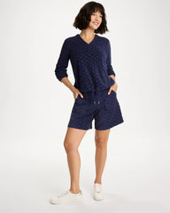 Chico's For Sale Passport Blue Zenergy® Terry Cloth Jacquard Shorts