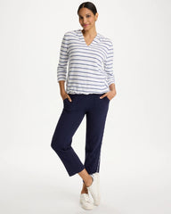 Chico's Online Passport Blue Zenergy® Jersey Striped Crop Pants