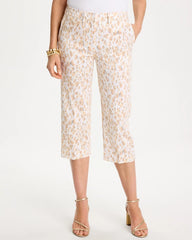 Chico's Discount Mocha Mousse Animal Print Emme Sateen Straight Capri Pants