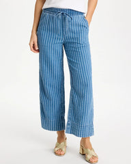 Chico's For Sale Blue Stripe Gauze Striped Wide Crop Jean