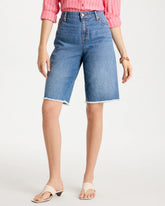 Chico's Sale Aquaria Indigo Boyfriend Frayed Jean Shorts