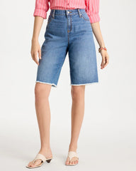 Chico's Sale Aquaria Indigo Boyfriend Frayed Jean Shorts