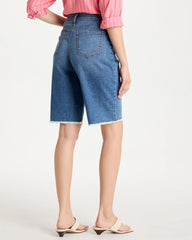 Chico's Sale Aquaria Indigo Boyfriend Frayed Jean Shorts