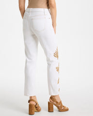 Chico's For Sale Alabaster Girlfriend Slim Raffia Palm Crop Jeans