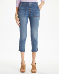 Chico's Sale Aquaria Indigo Pull-On 22" Capri Jeans