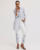 Chico's Outlet Alabaster Embroidered Girlfriend Slim Ankle Jeans