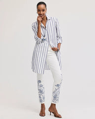 Chico's Outlet Alabaster Embroidered Girlfriend Slim Ankle Jeans