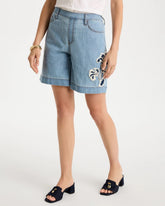 Chico's Sale Graciela Indigo Embellished Lightweight Jean Shorts