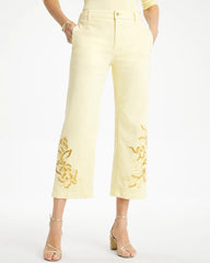 Chico's Outlet Golden Haze Trouser Cutwork Crop Jeans