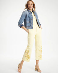 Chico's Outlet Golden Haze Trouser Cutwork Crop Jeans