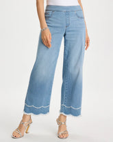 Chico's On Sale Blue Jay Indigo Scallop Pull-On Wide-Leg Crop Jeans