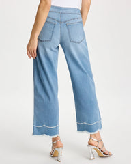Chico's On Sale Blue Jay Indigo Scallop Pull-On Wide-Leg Crop Jeans