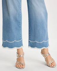 Chico's On Sale Blue Jay Indigo Scallop Pull-On Wide-Leg Crop Jeans