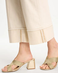 Chico's Discount Neutral Pintuck Cuffed Cropped Jeans
