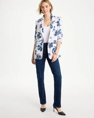 Chico's Online Alabaster Linen Printed Piped Boyfriend Blazer