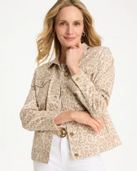 Chico's On Sale Classic Animal Denim Leopard Print Jacket