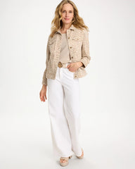 Chico's On Sale Classic Animal Denim Leopard Print Jacket