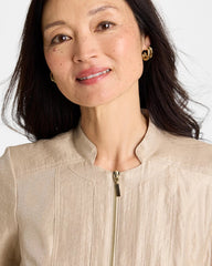 Chico's On Sale Khaki Sheen Stand Collar Jacket