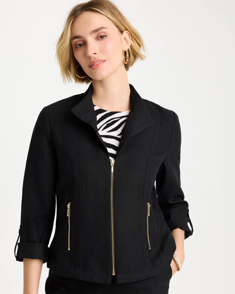 Chico's For Sale Black Linen Moto Jacket