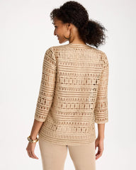 Chico's Discount Gold Travelers™ Metallic Crochet Cardigan
