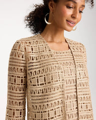 Chico's Discount Gold Travelers™ Metallic Crochet Cardigan