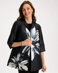 Chico's Sale Travelers Black Travelers™ Collection Floral Long Jacket