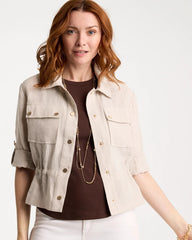 Chico's On Sale Oatmeal Linen Cargo Jacket