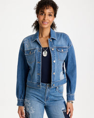 Chico's For Sale Underwater Indigo Denim Parrot Pocket Jacket