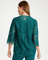 Chico's For Sale Jade Glow Travelers™ Collection Palm Frond Sheer Jacket