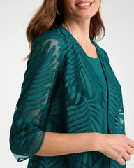 Chico's For Sale Jade Glow Travelers™ Collection Palm Frond Sheer Jacket