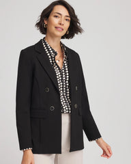 Chico's Outlet Black Ponte Double-Breasted Knit Blazer