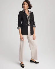 Chico's Outlet Black Ponte Double-Breasted Knit Blazer