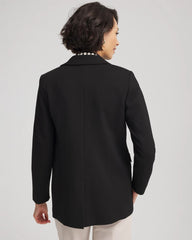 Chico's Outlet Black Ponte Double-Breasted Knit Blazer
